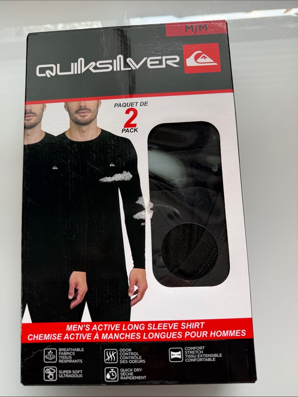 Quiksilver Men's Long Sleeve Active Shirt - Black (2 Pack)